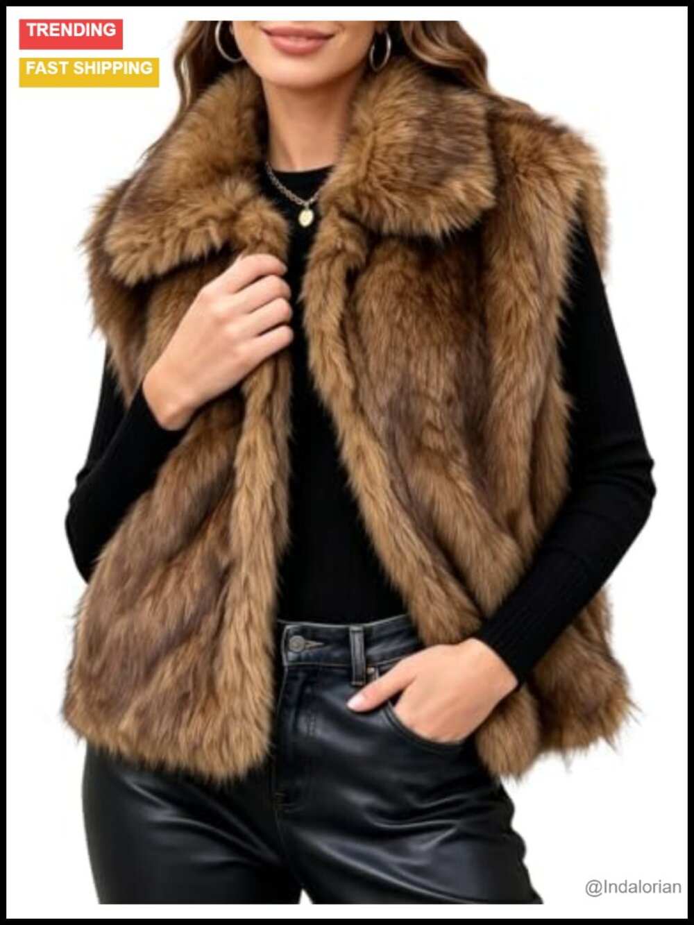 Faux Fur Vest Sleeveless Cropped Fluffy Warm Jacket Coat for Women